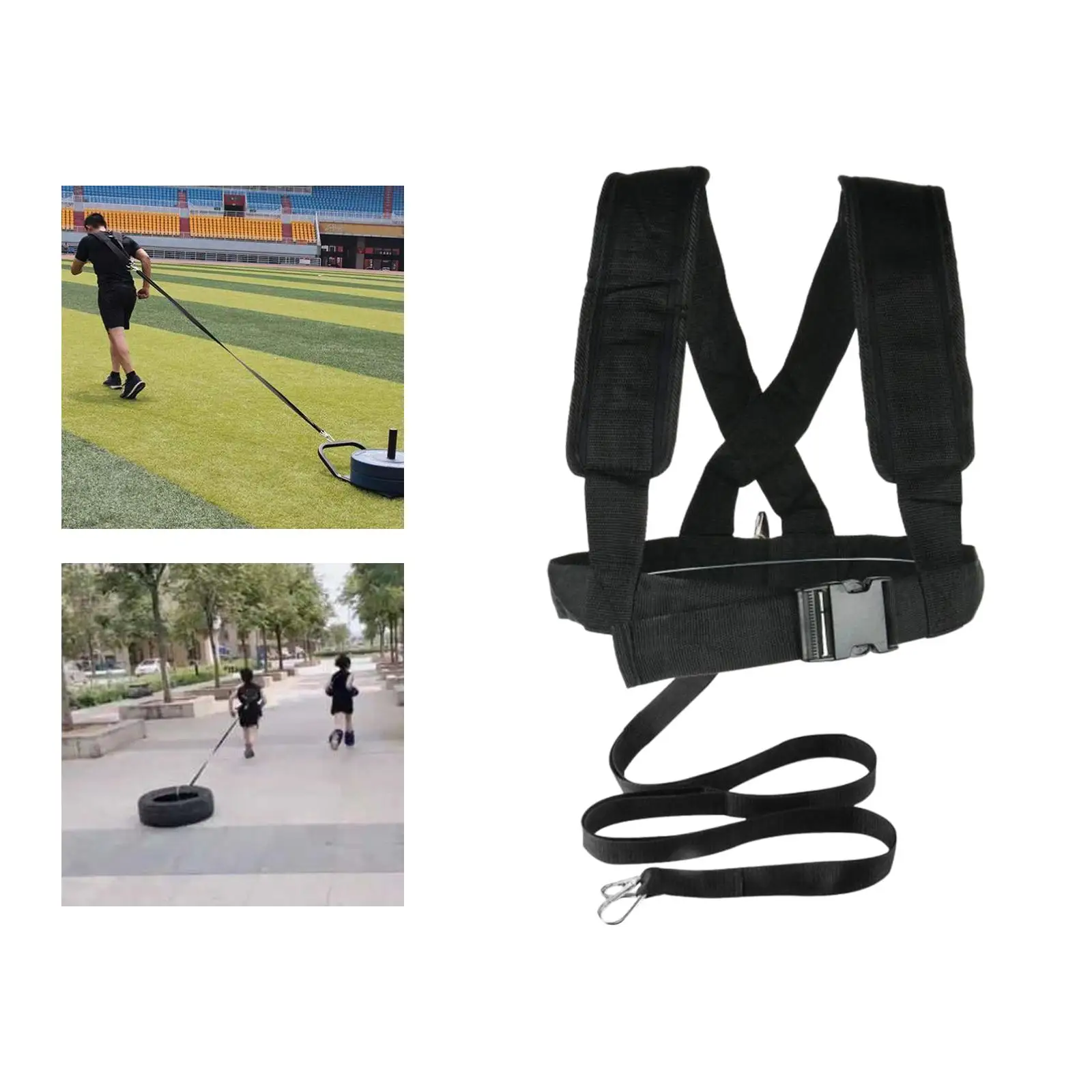 Sled Harness Pull Strap Adjustable Tire Pulling Harness with Y Shape Strap