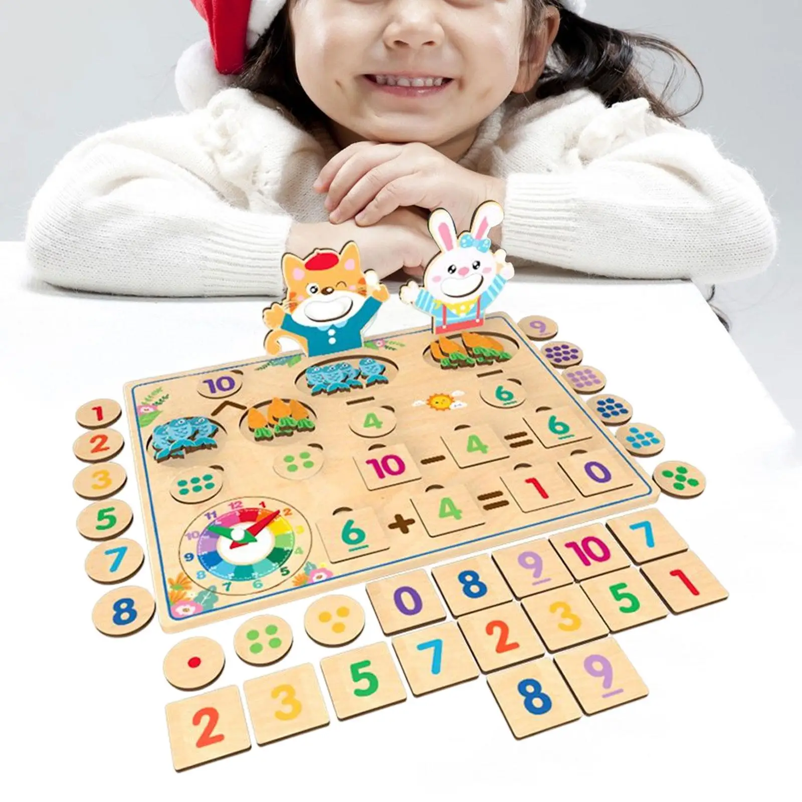 Wood Mathematical Learning Toy Addition and Subtraction Board Fine Workmanship Festival Gift Sturdy Professional Counting