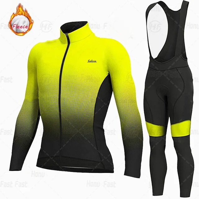 Nuevo Conjunto de Ciclismo de Invierno Vellón Térmico Ropa de Ciclismo  Hombre Jersey Traje Sport Riding Bike Mtb Ropa Bib Pantalones Set Ropa  Ciclismo