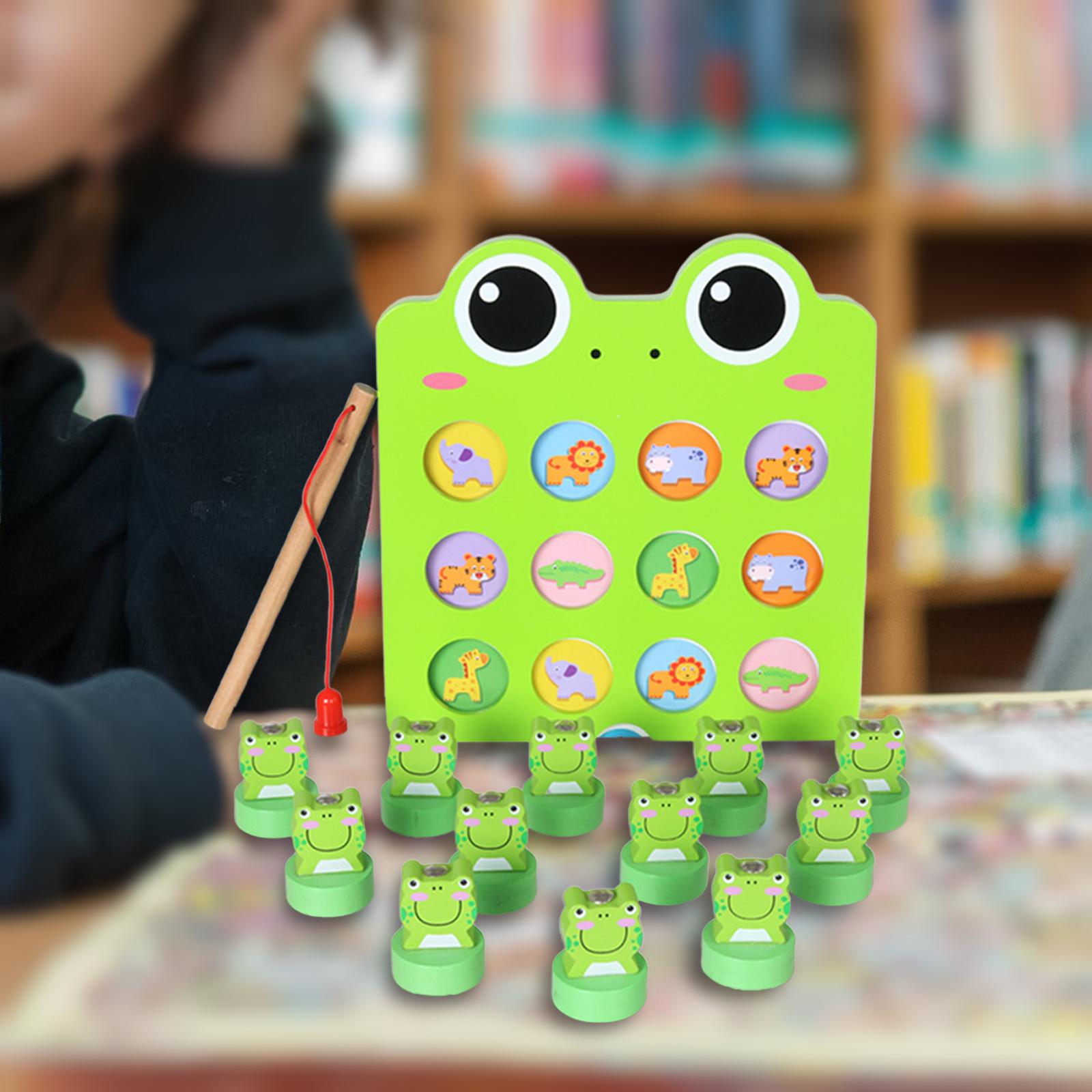 Fun Montessori Magnetic Wooden Frog Fishing Game for Boys and Girls Lightweight Great Gifts Early Learning Portable and Smooth