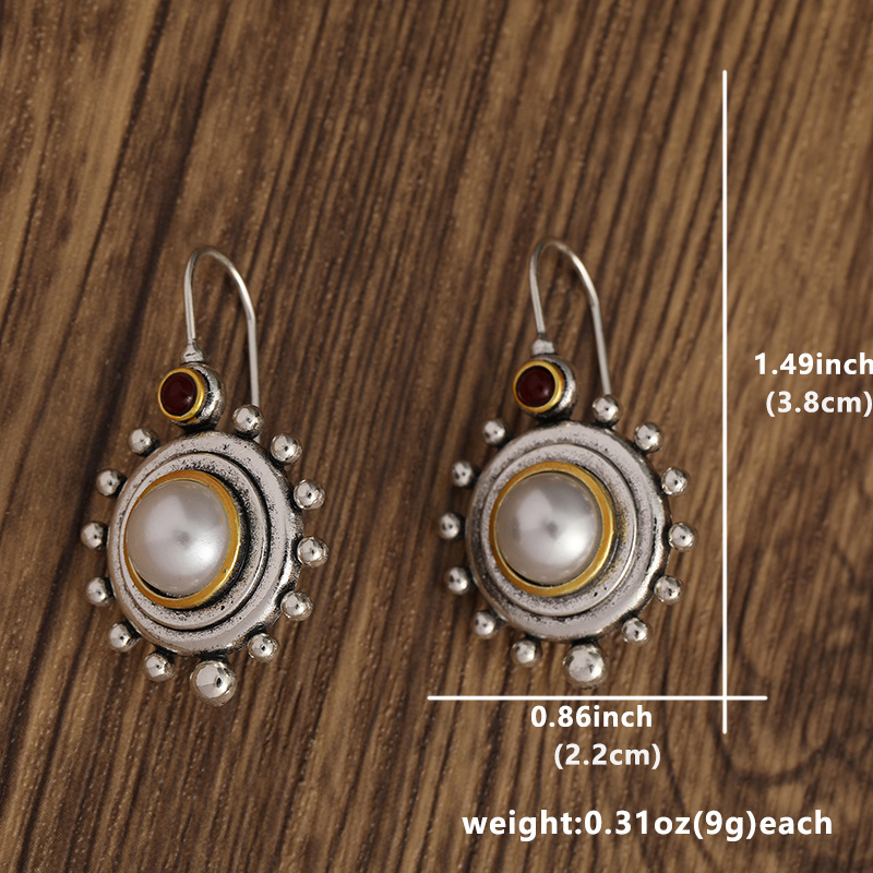 Vintage Palace Barocke Perlenohrringe Temperament Ohrringe Klassische elegante Tropfenhaken Ohrringe 925er Silber Nadelohrringe – Detail 5