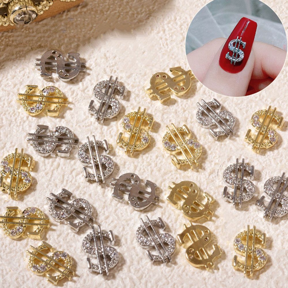 Best of Silver Gold Dollar Figure Nail Decoration Creative Alloy Rhinestone 3D Manicure Metal Nail Art Supplies DIY Nail Accessories Reviews & Tips - Image 3