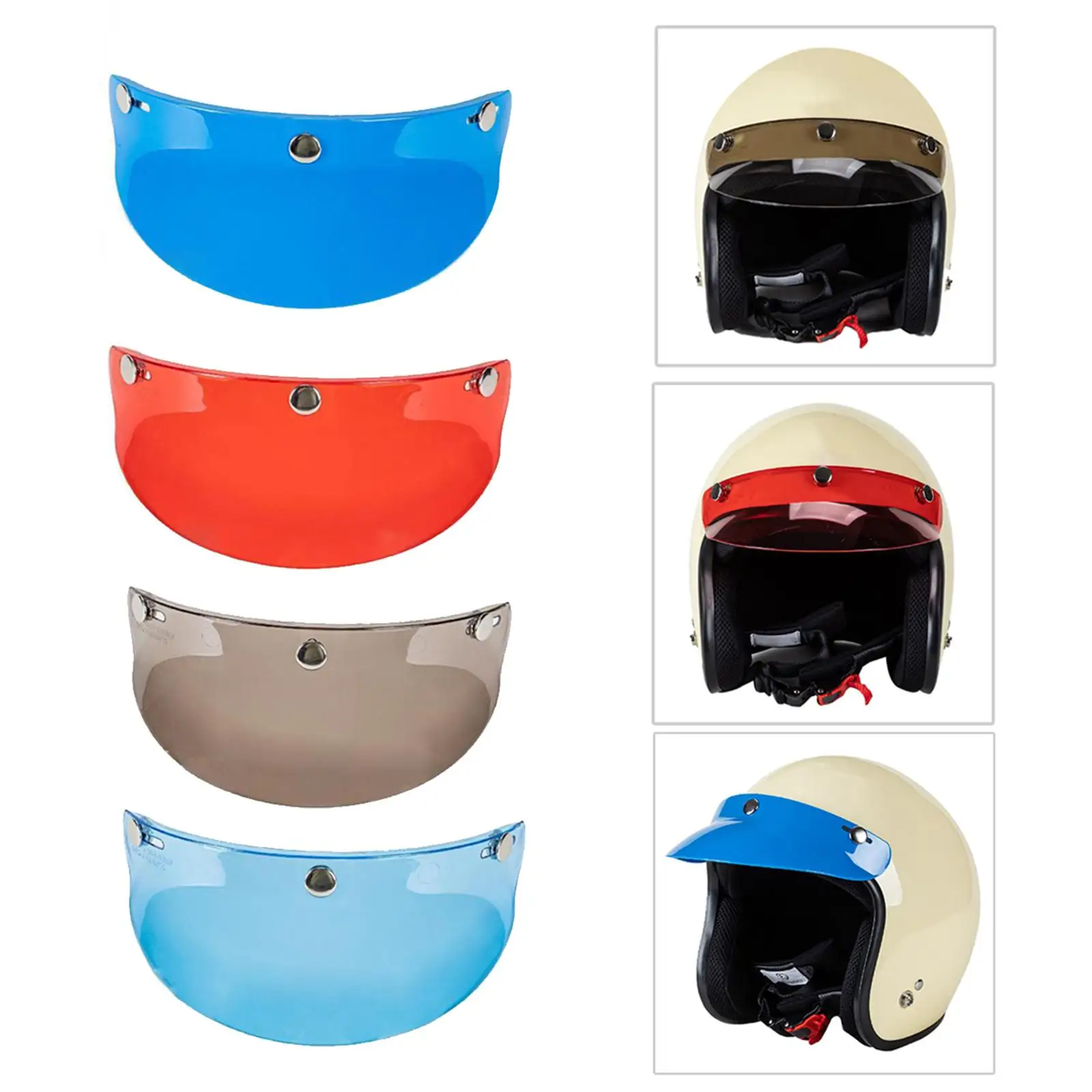 Pack of 4 3 Snap Motorcycle Helmet Visor Peak UV   Sun Shade Shield