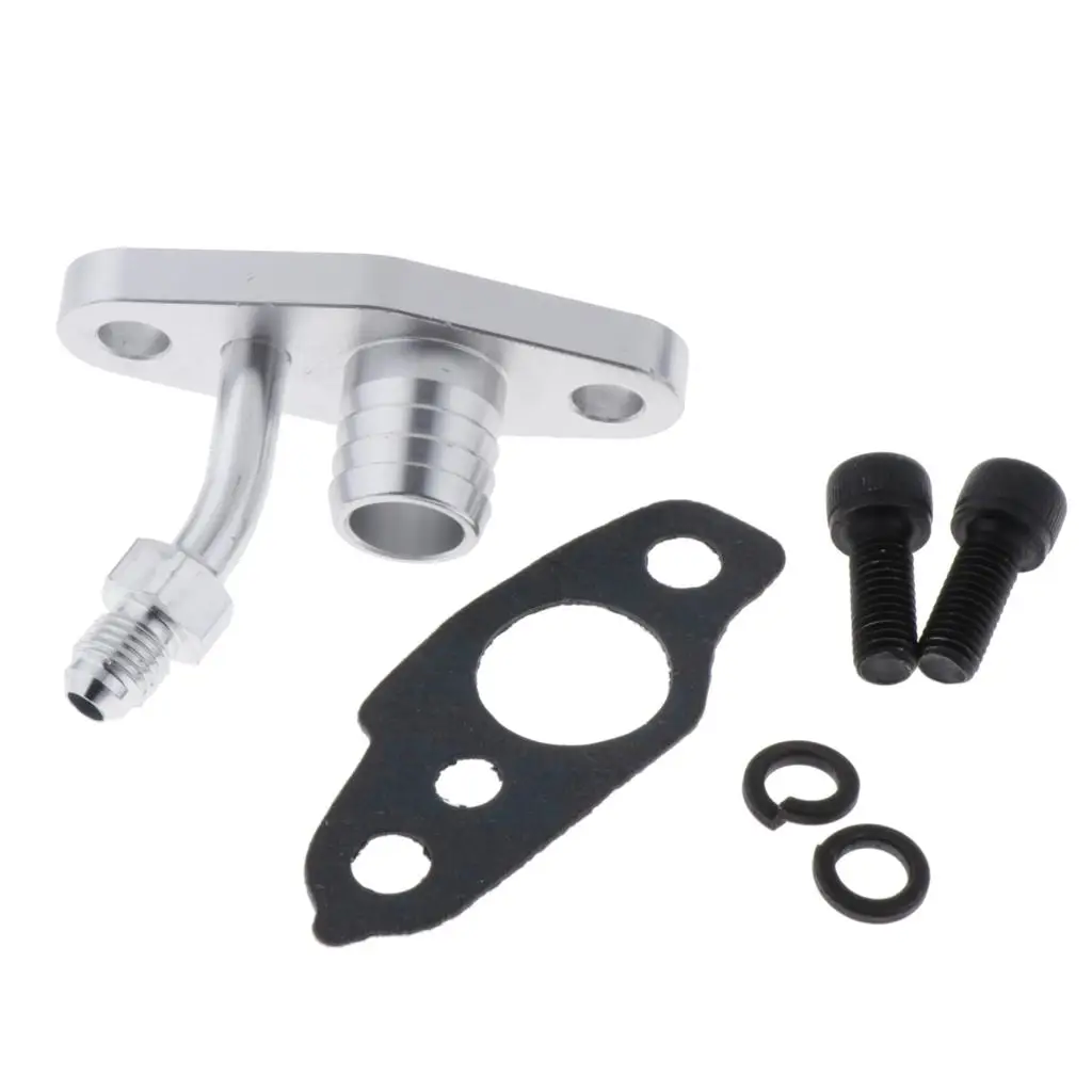 AN4 Fitting Turbo Oil Feed & Return Flange Kit with Gasket & Bolts For TOYOTA CT9/CT12/CT20/CT26 Turbochargers (Silver)