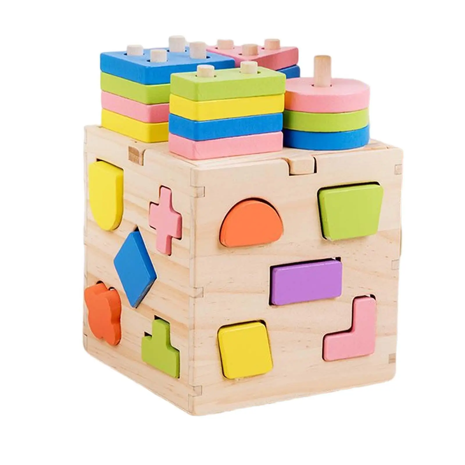 Wooden Geometry Shape Toys Parent Child Interactive Toys for Girls Preschool