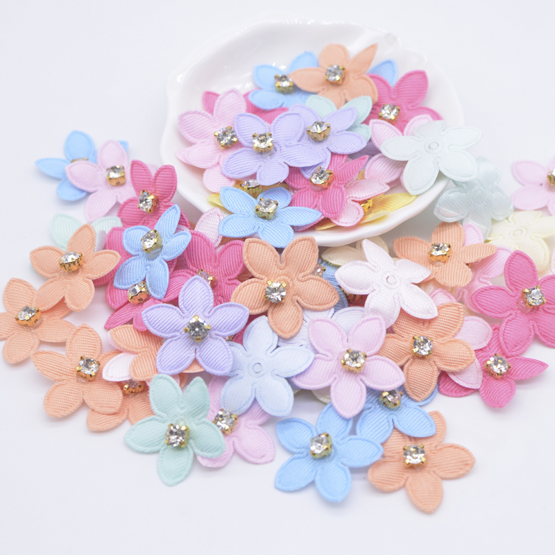 50 Stück 25 mm Bling-Strass-Blumen-Applikationen für DIY-Kopfbedeckungen, Haarspangen, Schleife, Dekor, Kleidung, Hut, Basteln, Nähzubehör, Patches – Detail 3