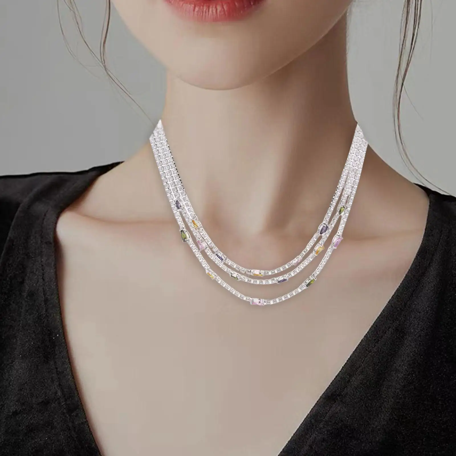 Lady Choker Necklace Bridal Jewelry Link Chain Adjustable fashion Layers Exquisite for Fancy Dress Engagement Birthday Costume