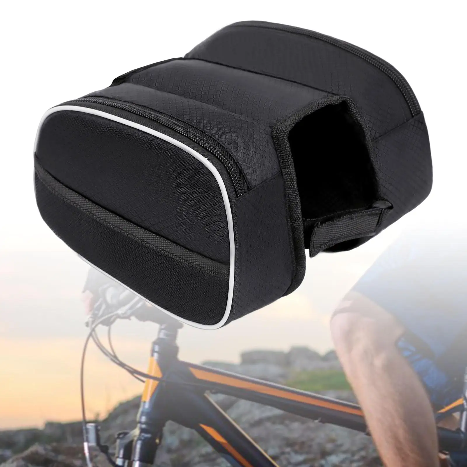 Bicycle Front Frame Bag Pouch Bike Phone Holder Repair Tool Placement Bag Storage Multifunctional Pack Bike Panniers