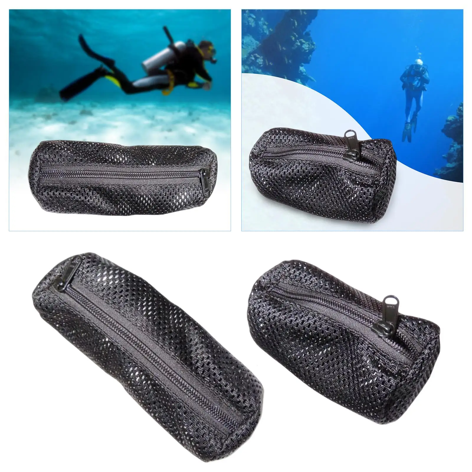 Diving Weight Pocket Dive Equipment Double Tank Weight Bag Zipper Inner Pocket Black