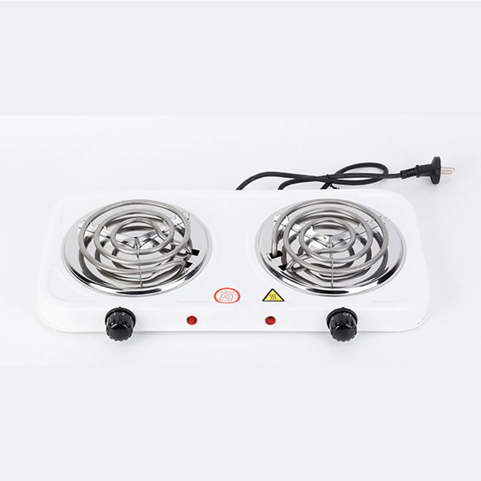 Double Burner Cooktop with 5 Level Temperature Control for Home, Camping, Party Home Outdoor White Countertop Burner Convenient