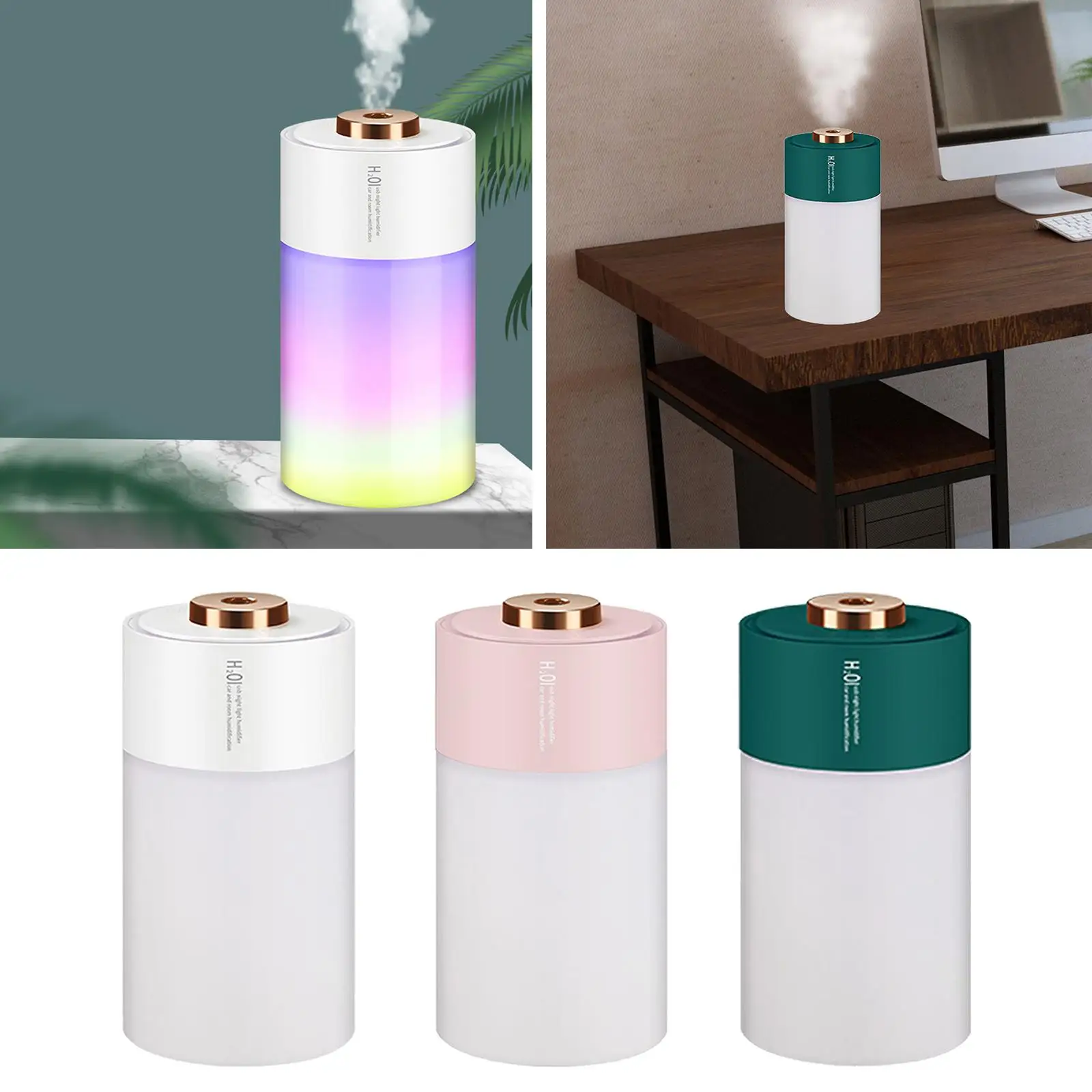 Portable Mist Humidifier Diffuser Quiet USB LED Ultrasonic Atomizer Purifier for Desk
