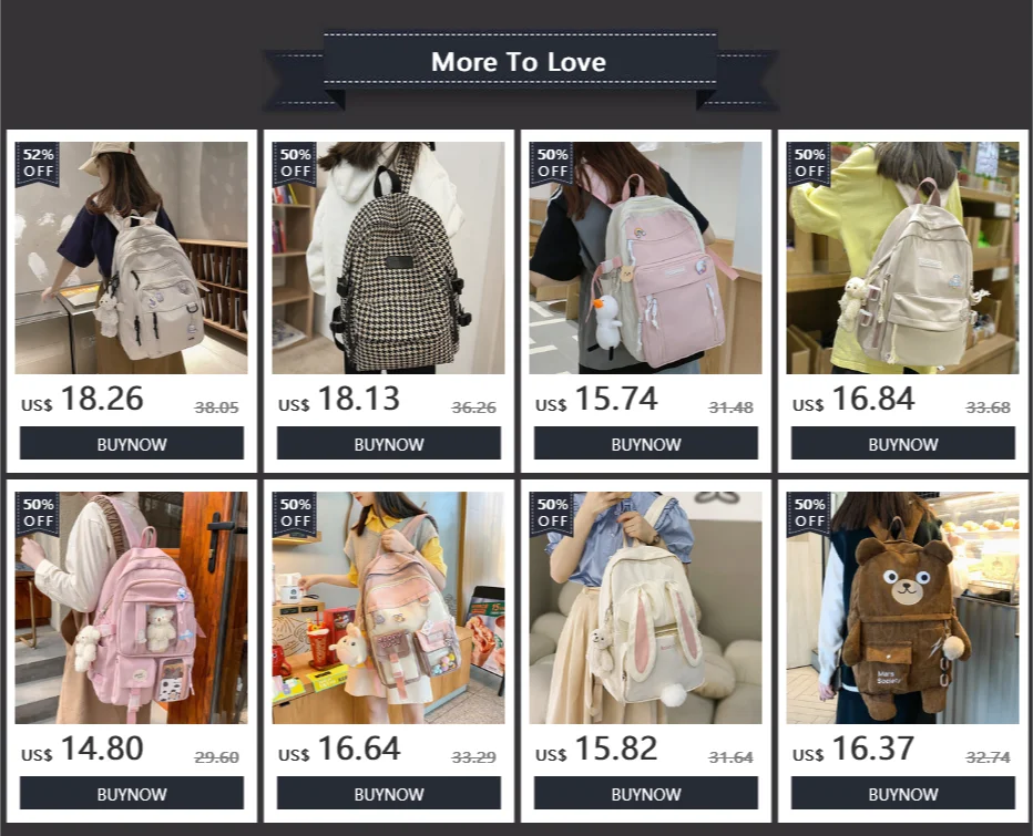 Women Cute Backpack High Capacity Female Harajuku School Bag College Lady Kawaii Cartoons Backpack Fashion Book Girl Bag Student