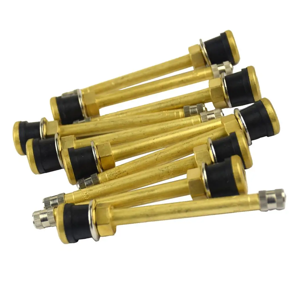 10 Pk TR572C / STRAIGHT Brass Truck Tire Valve Stem Wheels for .625