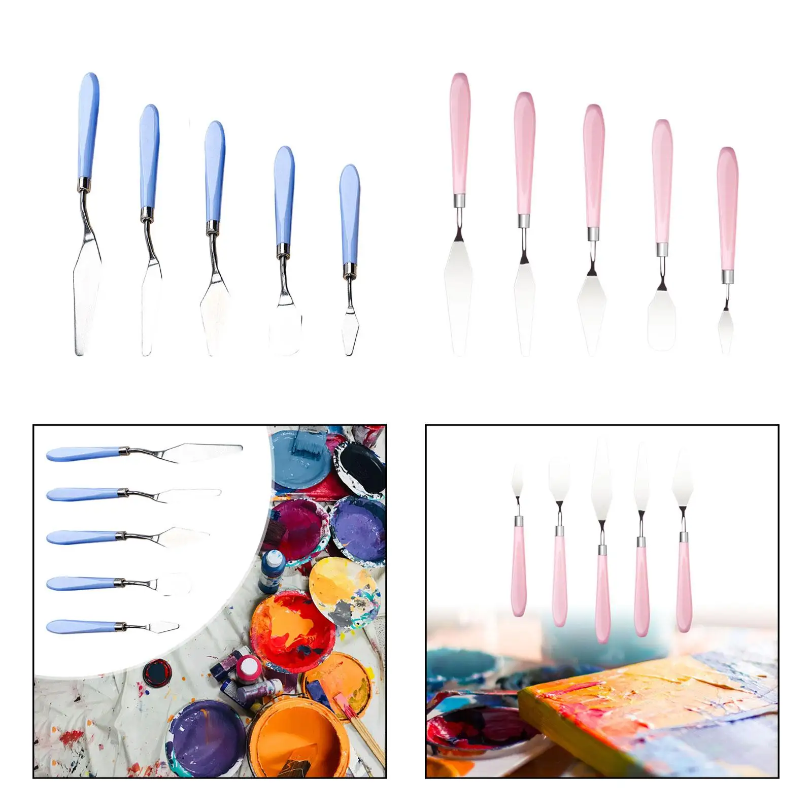 5 Pieces Palette Knife with Smooth Edges Handle Painting Knives Set for Oil