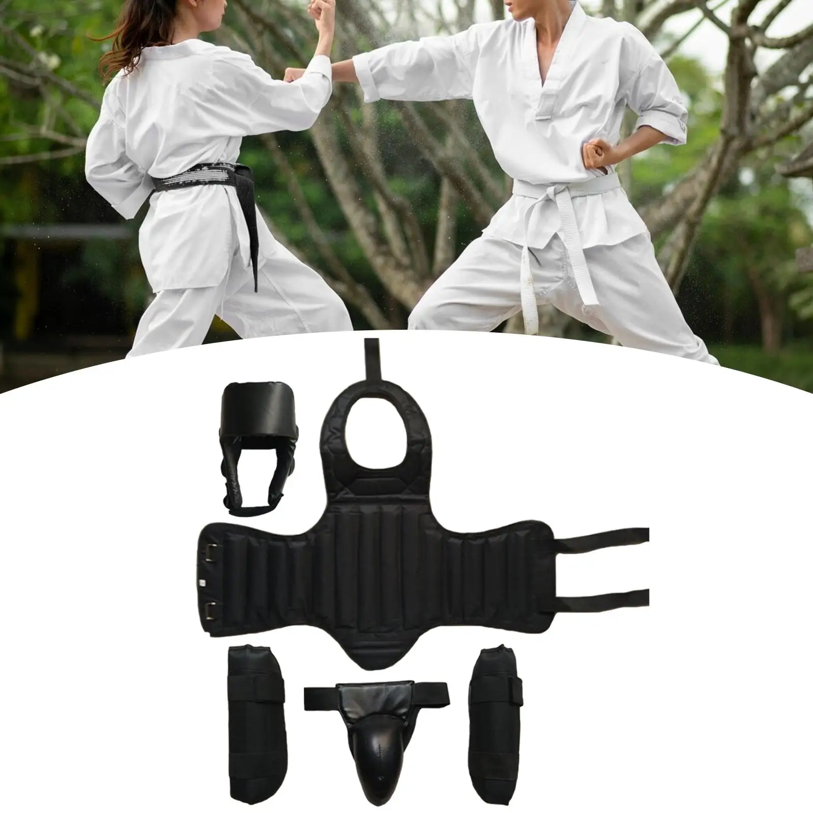 Sparring Protective Gear Sanda Gear Set Men Women Sanda Helmet Boxing Protector Gears for Kick Boxing Taekwondo Martial Arts