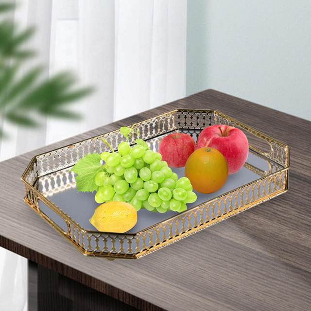 Fruit Plate Rectangle Serving Tray Decorative Snacks Tray Simple Modern  Perfume Holder Storage Tray for Towels Cosmetics and Accessories Transparent