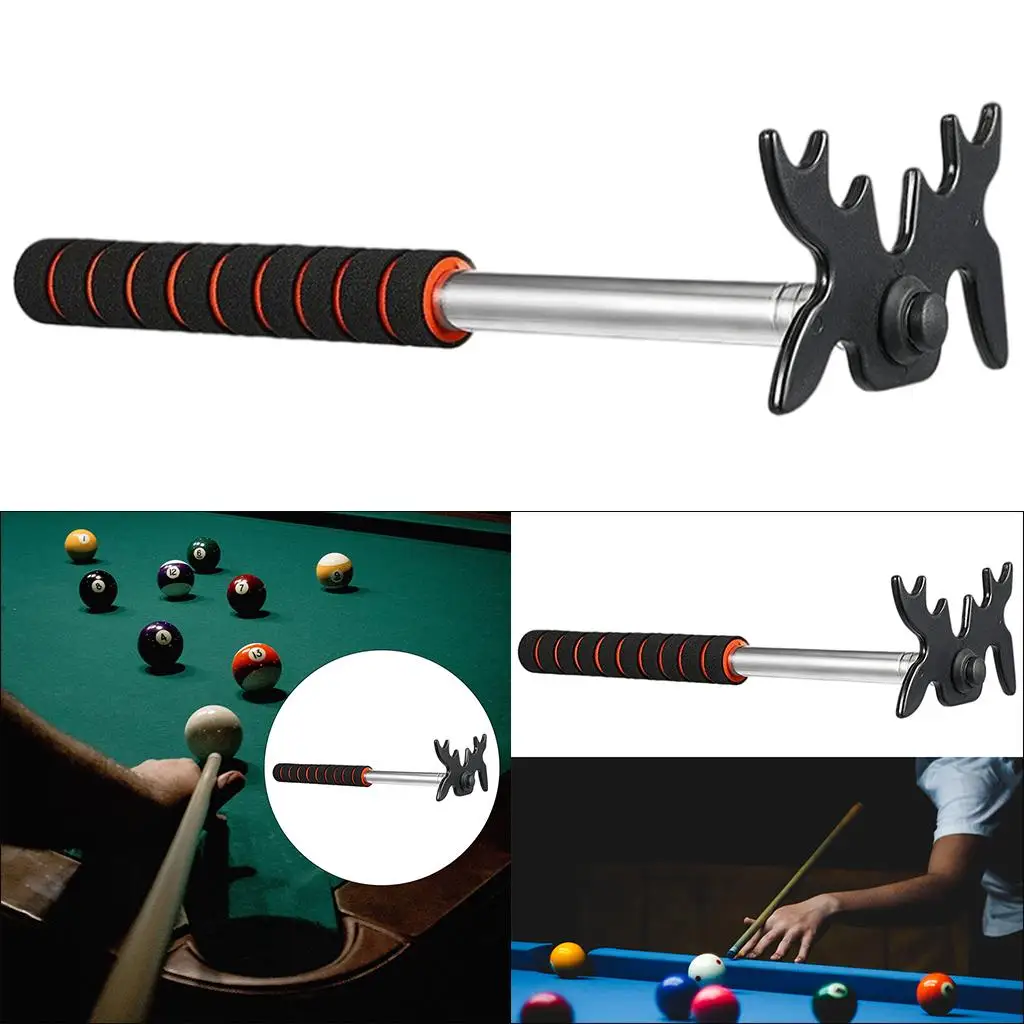 Retractable Billiards Pool Cue Stick Replaceable Bridge Head Telescopic