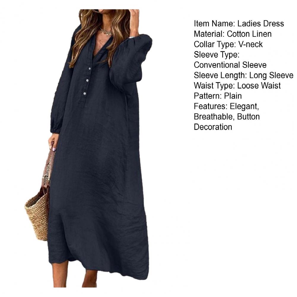 Women Cotton Linen Dress Image 8