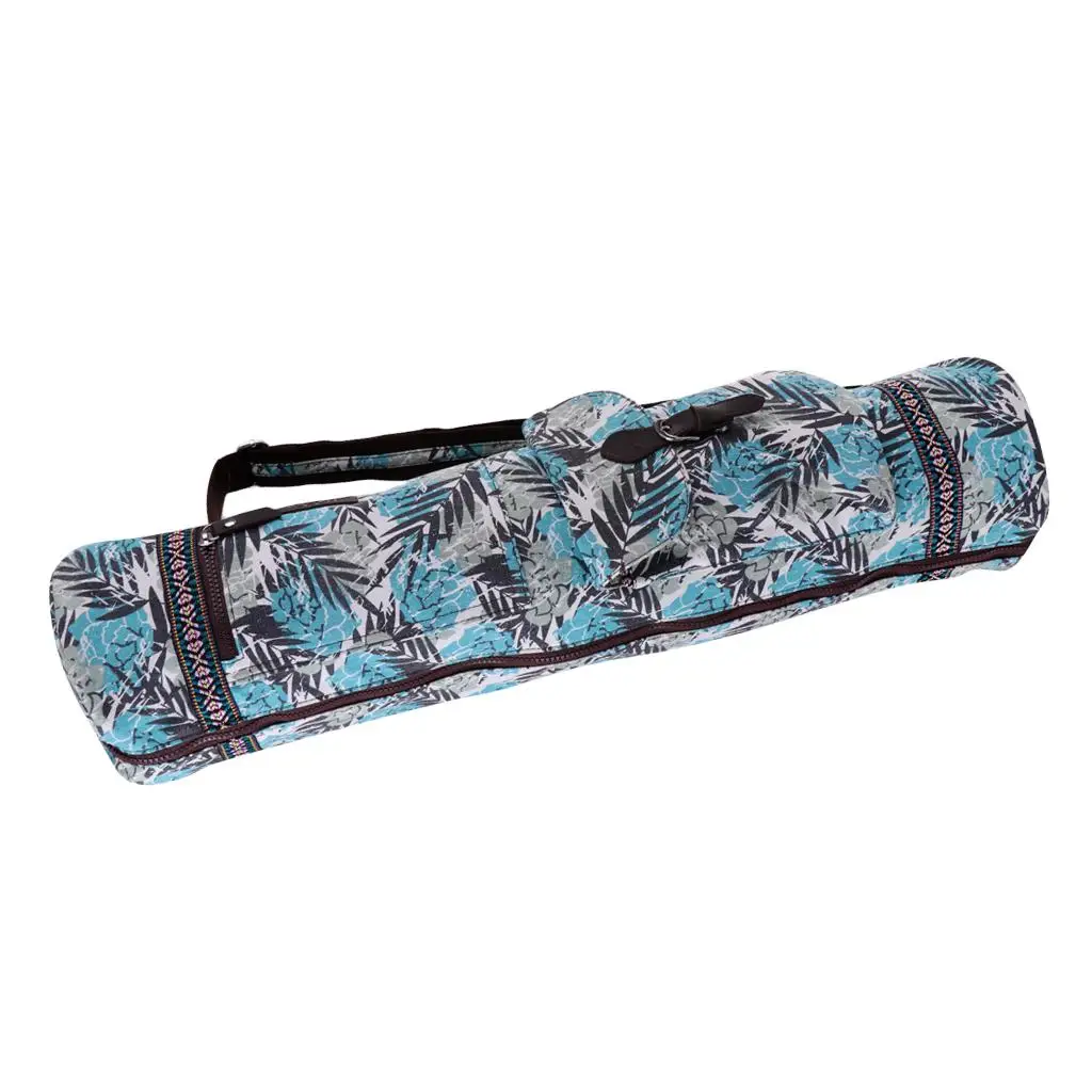 Portable Canvas Yoga Pilates Mat Bag with Strap Full- Zipped Totes Exercise Matress Carrier