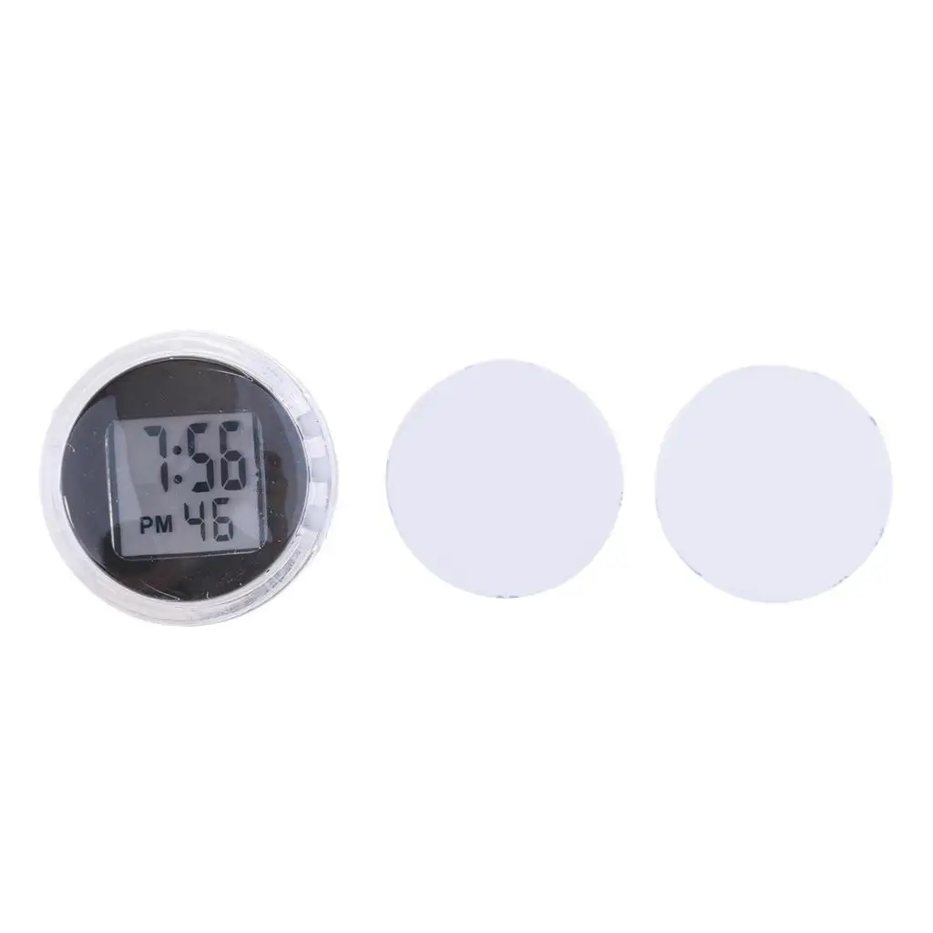 2pcs Waterproof Motorcycle Clock - Motorbike Mini Watch,  Digital Clocks, Dia of 1inch (Black & Green)