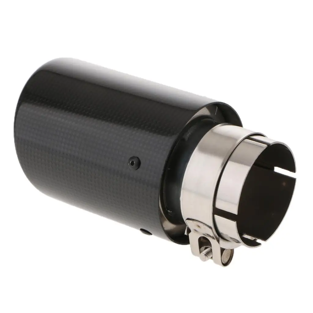 Black Carbon Fiber  Exhaust End Tail  Tip 63mm Inlet