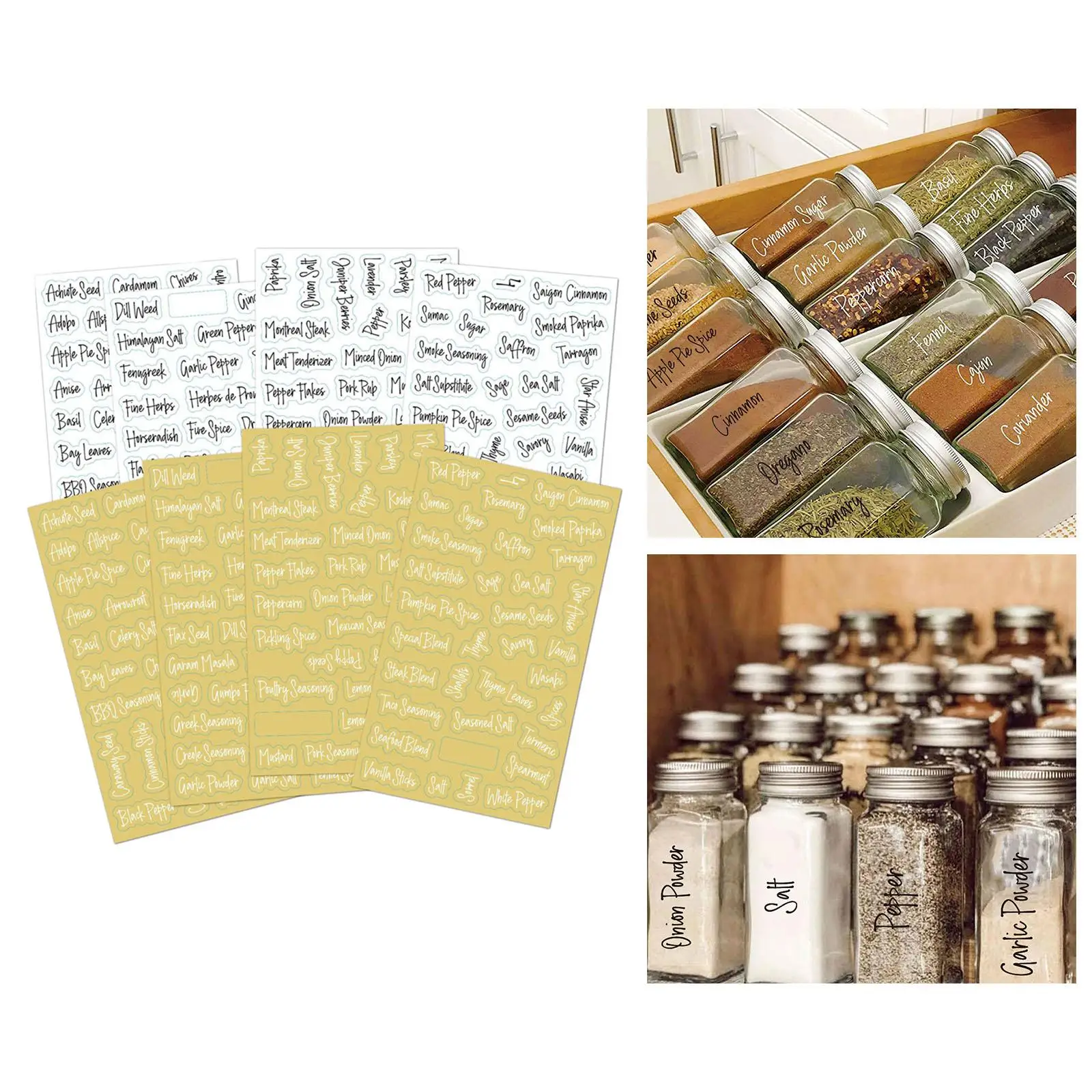 Spice Labels Stickers Transparent Seasoning Stickers Decals for Containers