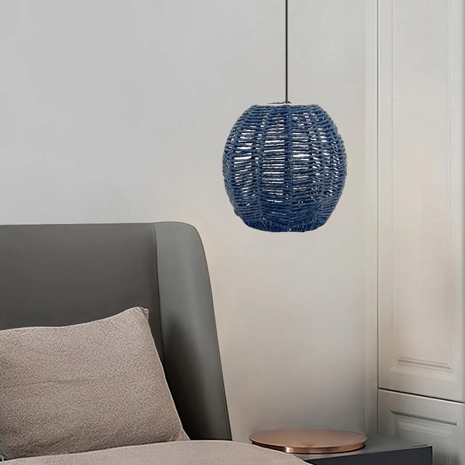 Pendant Lamp Shade Wicker Woven Ceiling Light Shade Rattan Hanging Light Fixture Lampshade for Kitchen Restaurant Decoration