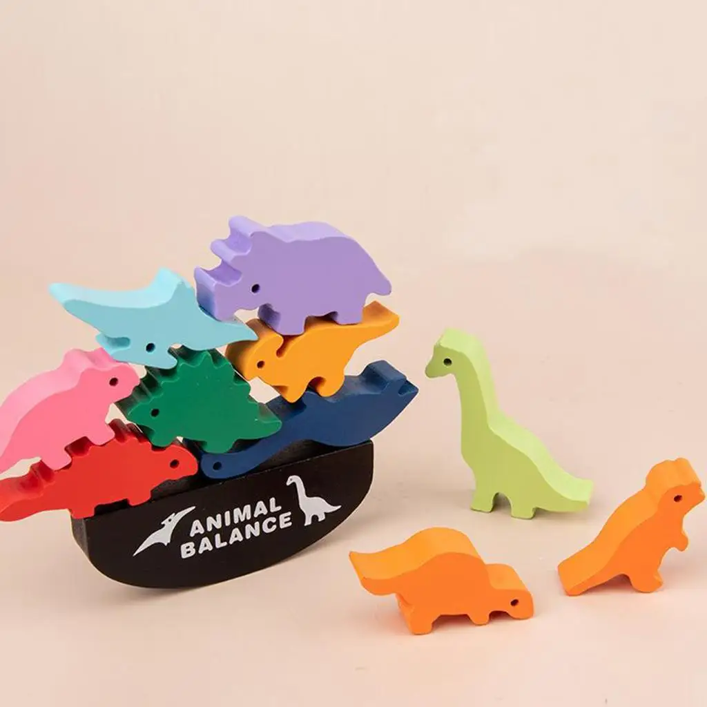 Cute Dinosaur Stacking Toys for Children Wooden Blocks for Concentration And  Training 