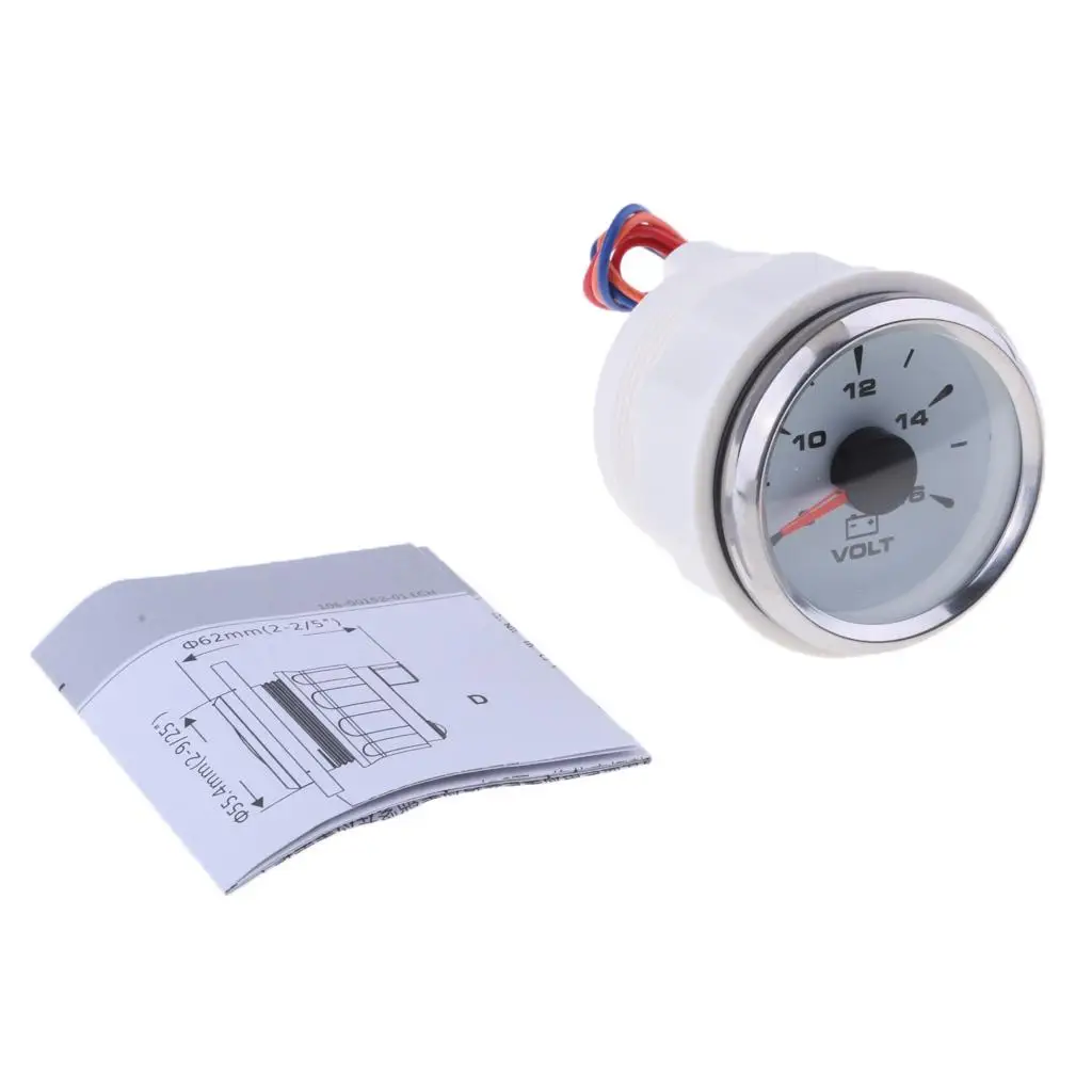 Boat Marine Yacht RV 52mm (2``) Voltmeter Gauge White Face + Chrome 316