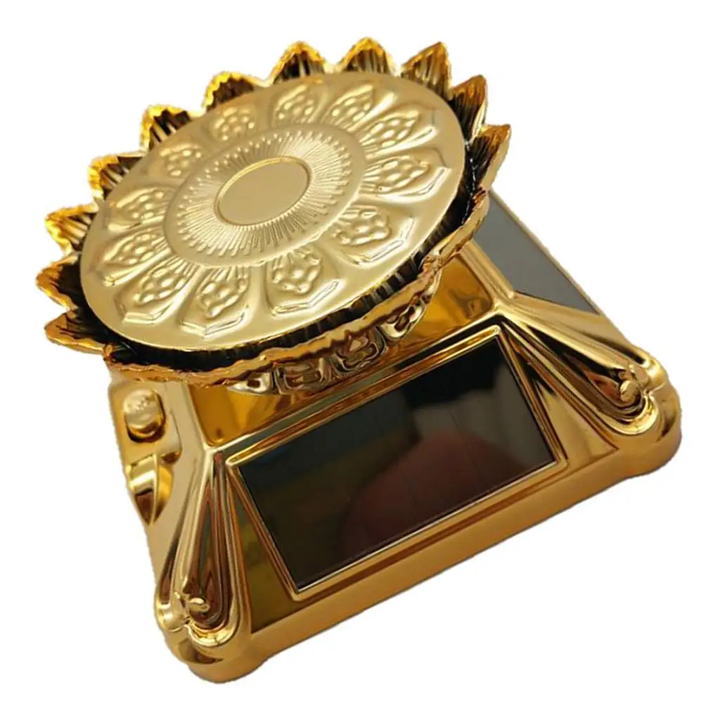 Solar Energy Rotary Clock Telephone Jewelry Display Stand Turntable Golden
