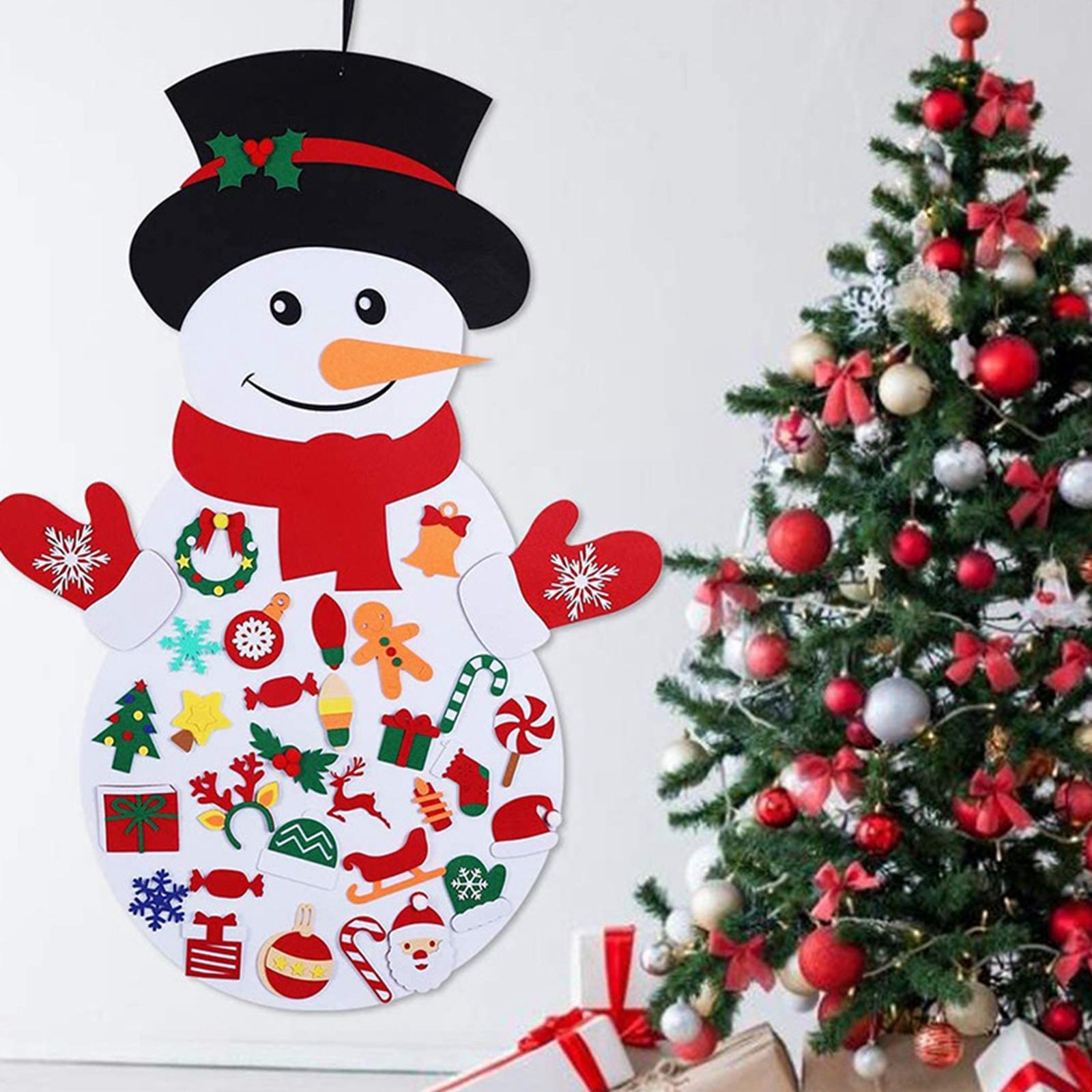 DIY Felt Christmas Snowman Games Set Ornaments Hanging Decor Set Kids Toys