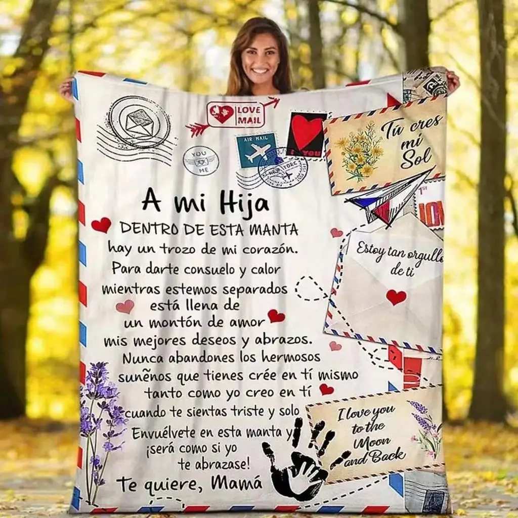 Fleece Blanket to My Wife Letter Printed  Mail Blanket