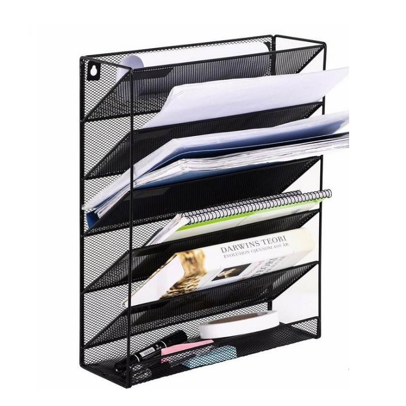 Criativo Ferro Wall-Mounted File Rack, 5-Layer Magazine