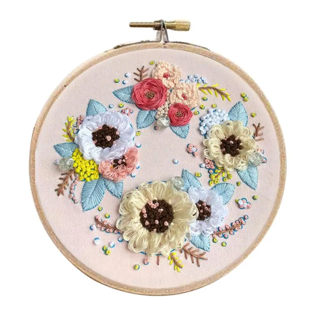 Embroidery Starter Kit with Flower Pattern DIY  Stitch Crafts