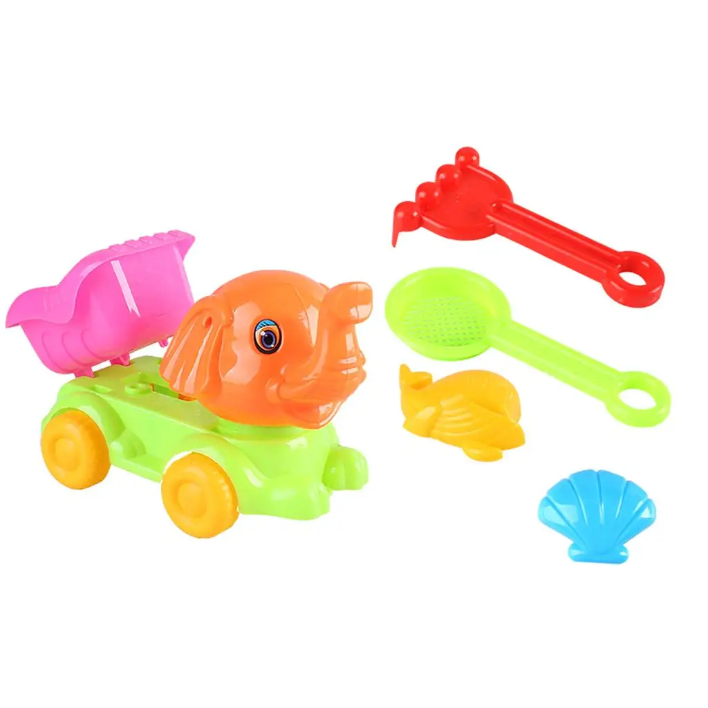 Kids Beach Sand Toy Set, with Elephant Sand Wheel, Rake, Shovel, Molds (Pack of 5), Kids GIFT