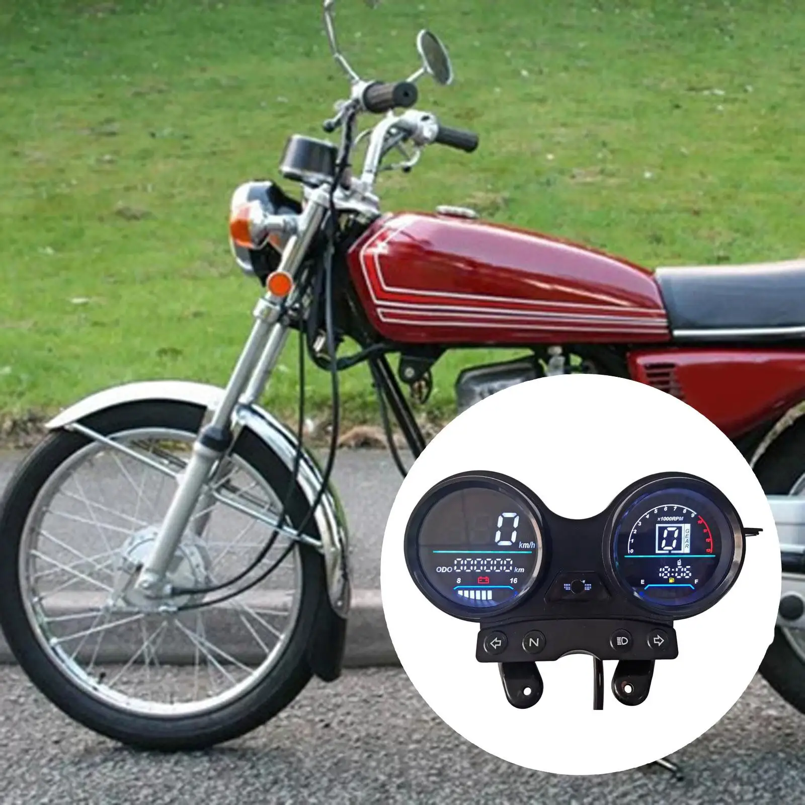 Motorbike Digital Odometer Speedometer 12V for Ybr 125 Replacement LED LCD