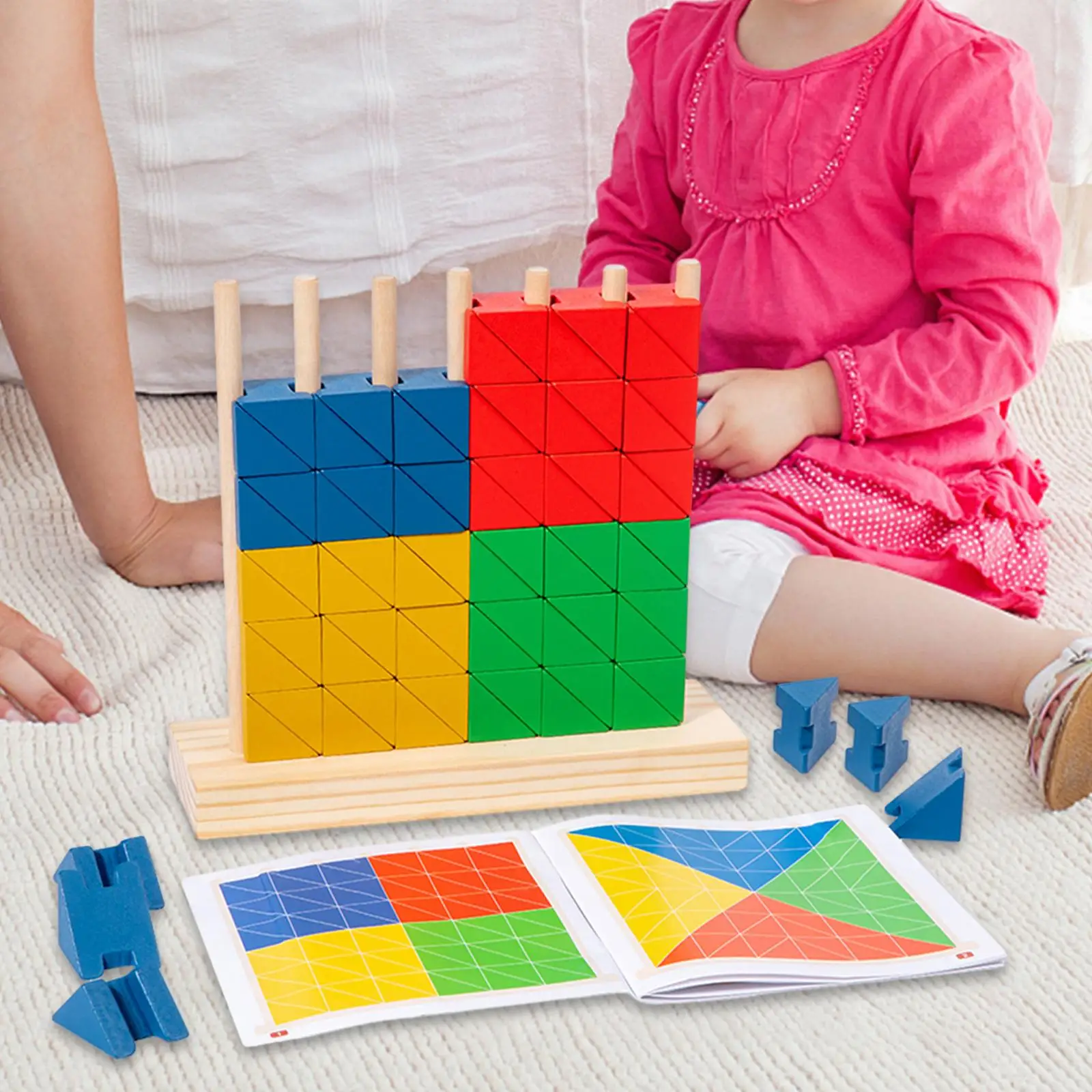 Wooden Building Blocks Rainbow Block Stacking Game for Kids Boys Girls