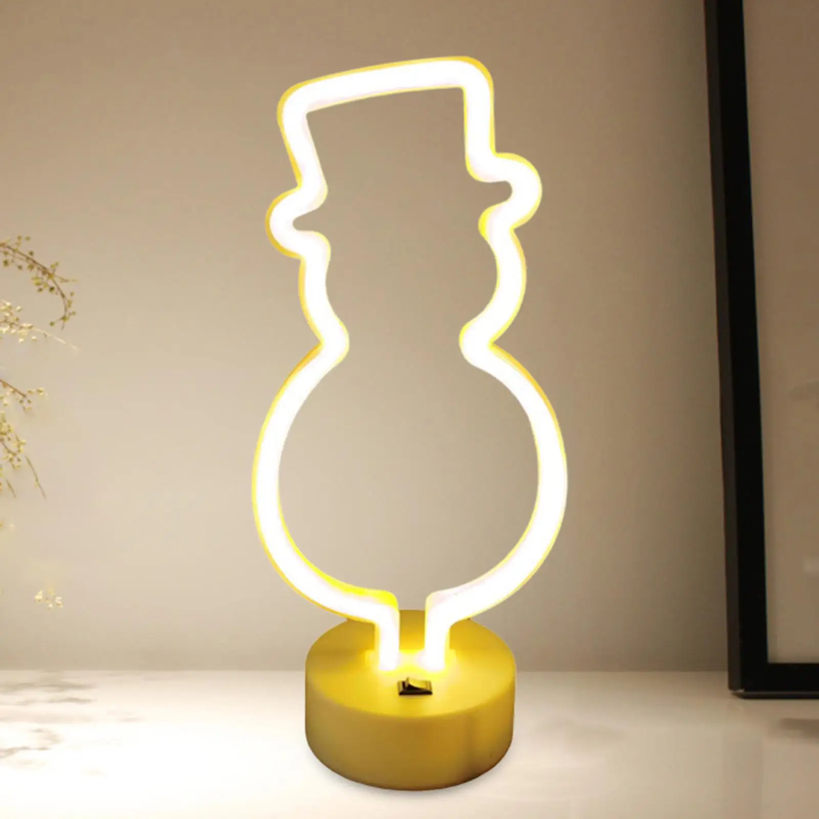Snowman Neon Lamp Sign LED Neon Sign USB Battery Powered Night Light for Wedding Bar Pub Table Party Decor
