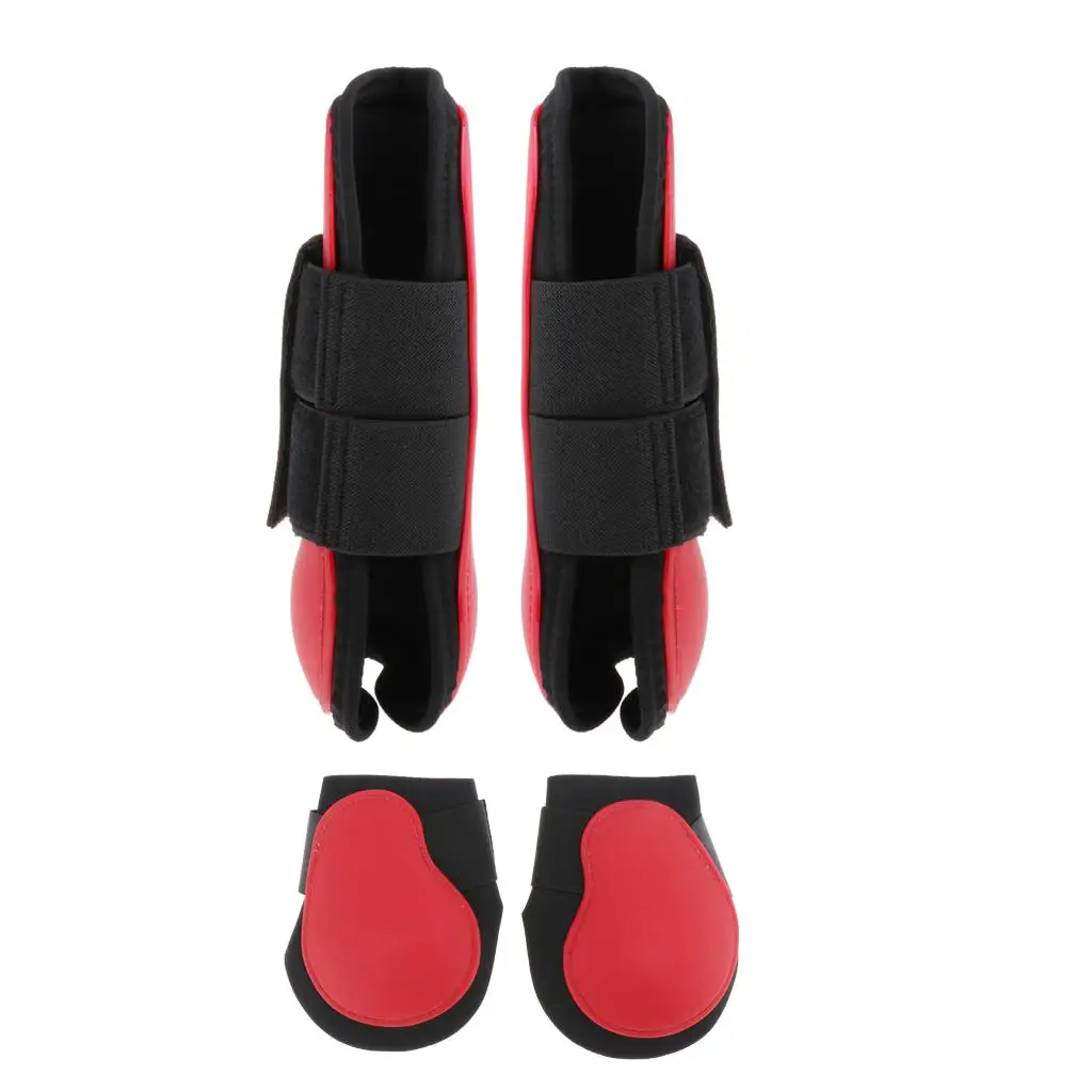 2 Pairs Horse Leg Boots - Equine Horse Front & Hind Leg Guard Equestrian Tendon Protection Neoprene Horse Hock Brace