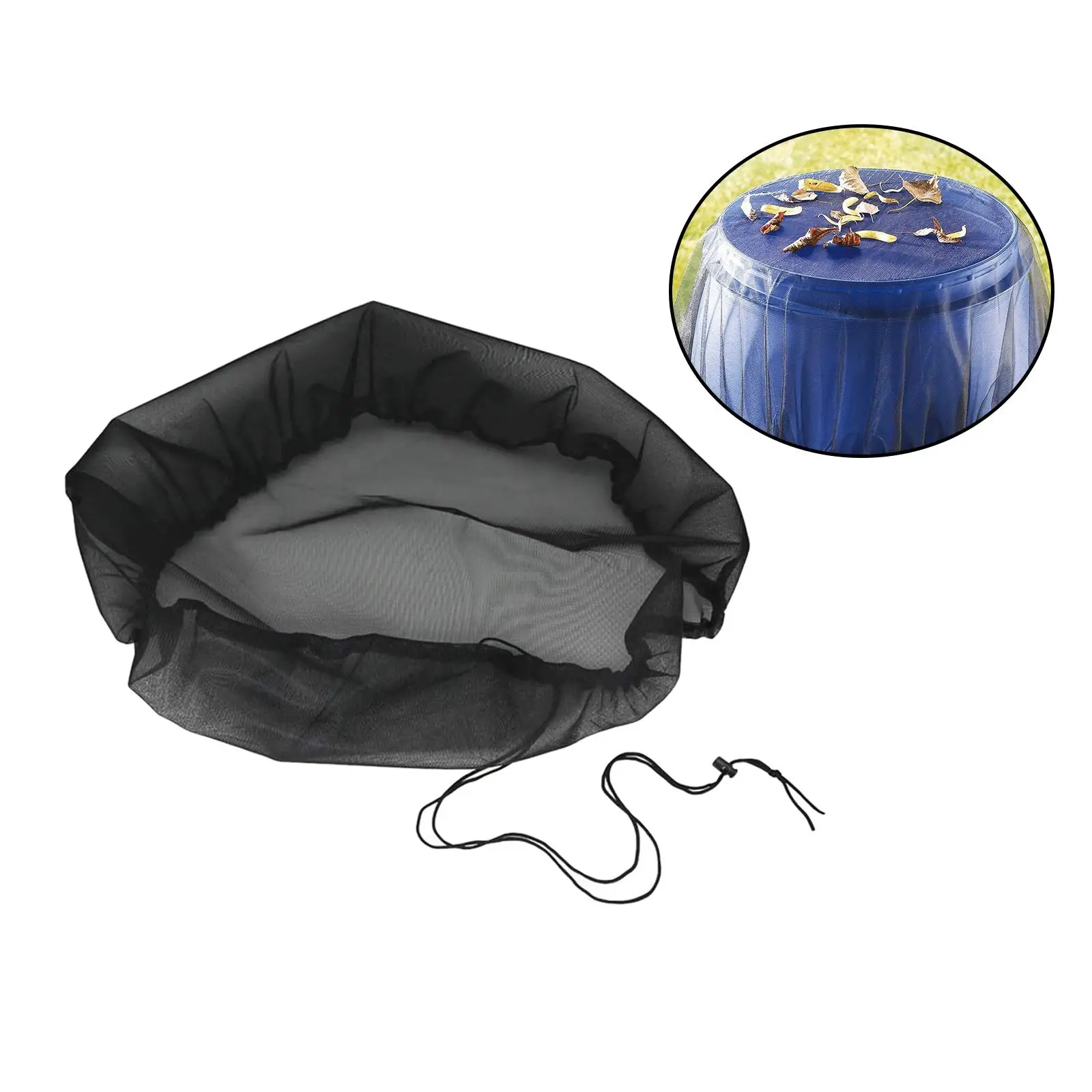 Outdoor Mesh Cover Netting with Drawstring Filter Leaves for Rain Barrels Garden
