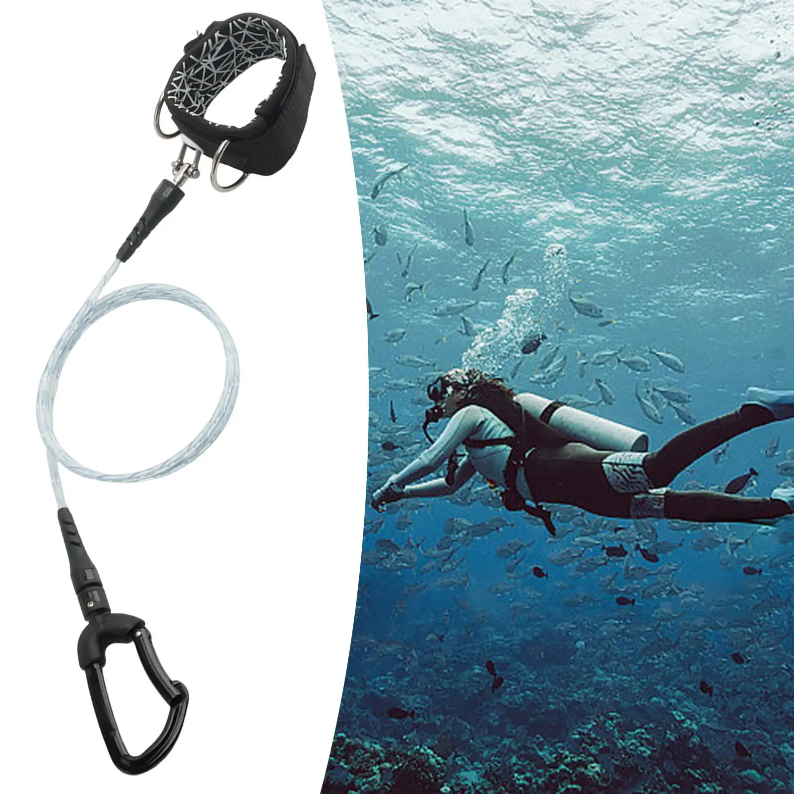 Freediving Lanyard Security Leash Safety Rope Scuba Diving Lanyard for Underwater Sports
