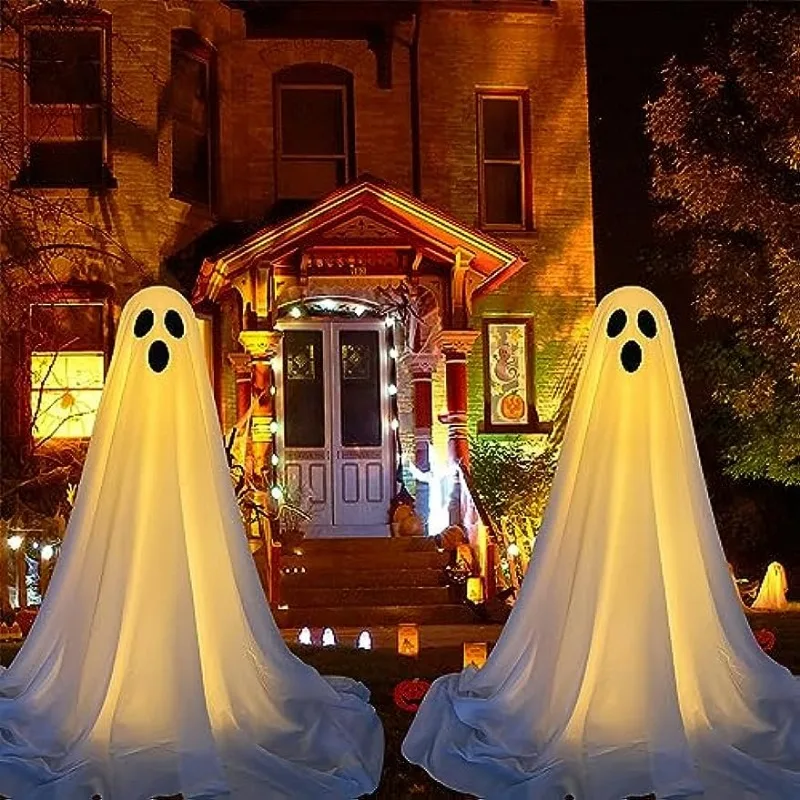 XMSJ halloween decoration 2 Pack, Spooky Ghost Halloween Decor, Easy to Assemble Ghost Decorations for Front Porch Yard