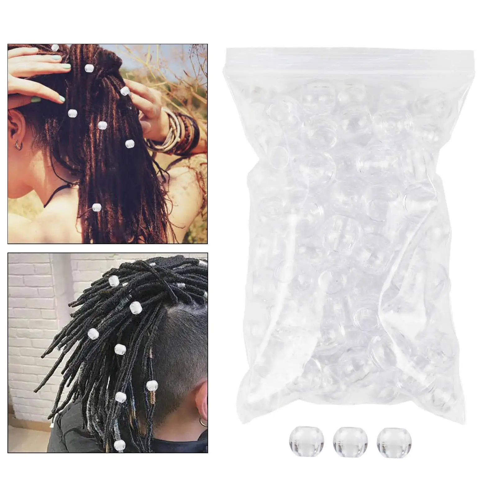 100x Dreadlock Beads 16mm Dia 8mm Hole Crafts Kit Hair Extension Beads for Dreadlock Wig