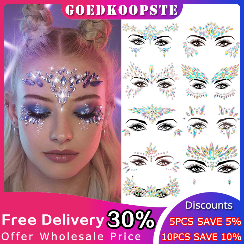 Best of 3D Crystal Face Stickers Eye Stickers Chest Stickers Face Jewelry Party Stage Diamond Mask Temporary Tattoo Woman&#039;s Fake Tattoo Reviews & Tips