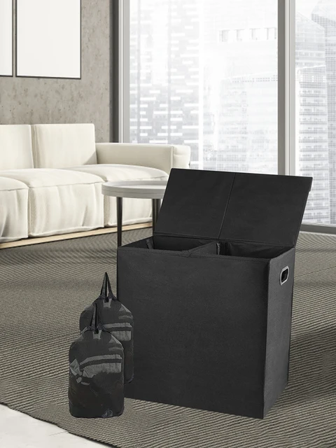 Lifewit Divided Double Laundry Hamper, with Lid and Removable Liners, for  Dirty Laundry 