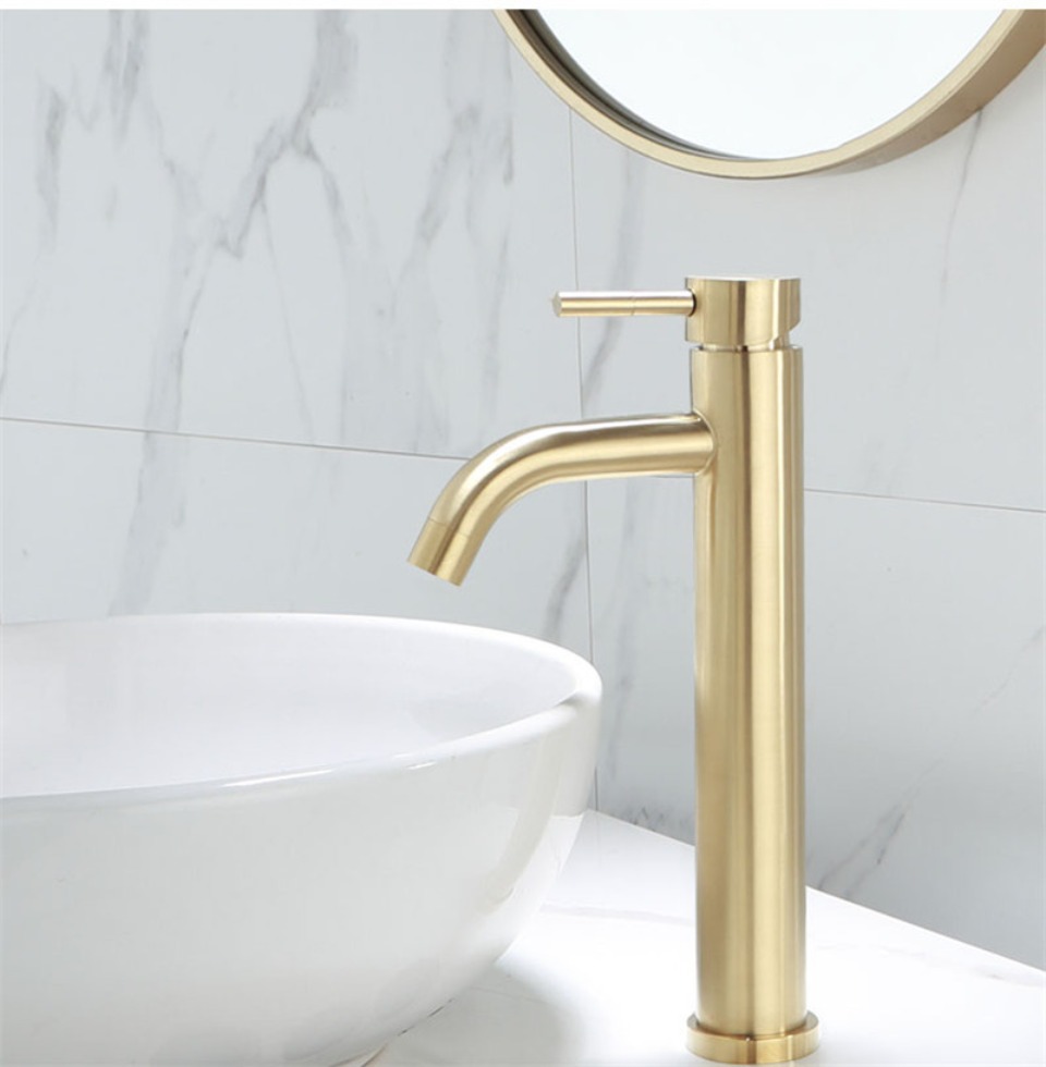 Title 8, Bathroom Brushed Gold Sink Faucet Deck Mounted ...