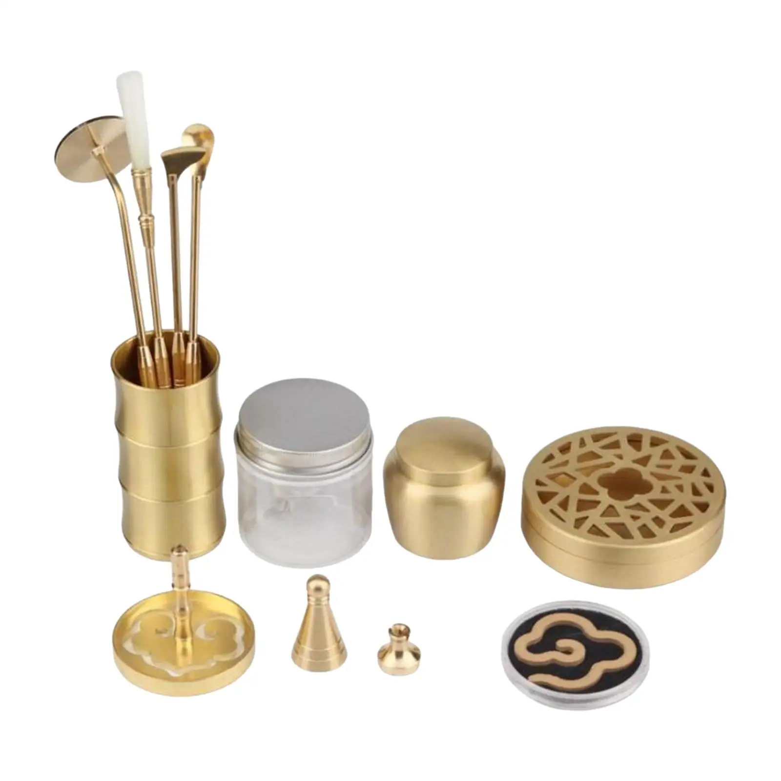 Professional Brass Incense Making Kit Censer Tool Set Incense Mold Aroma Furnace Incense Cone Press Powder for Yoga Meditation