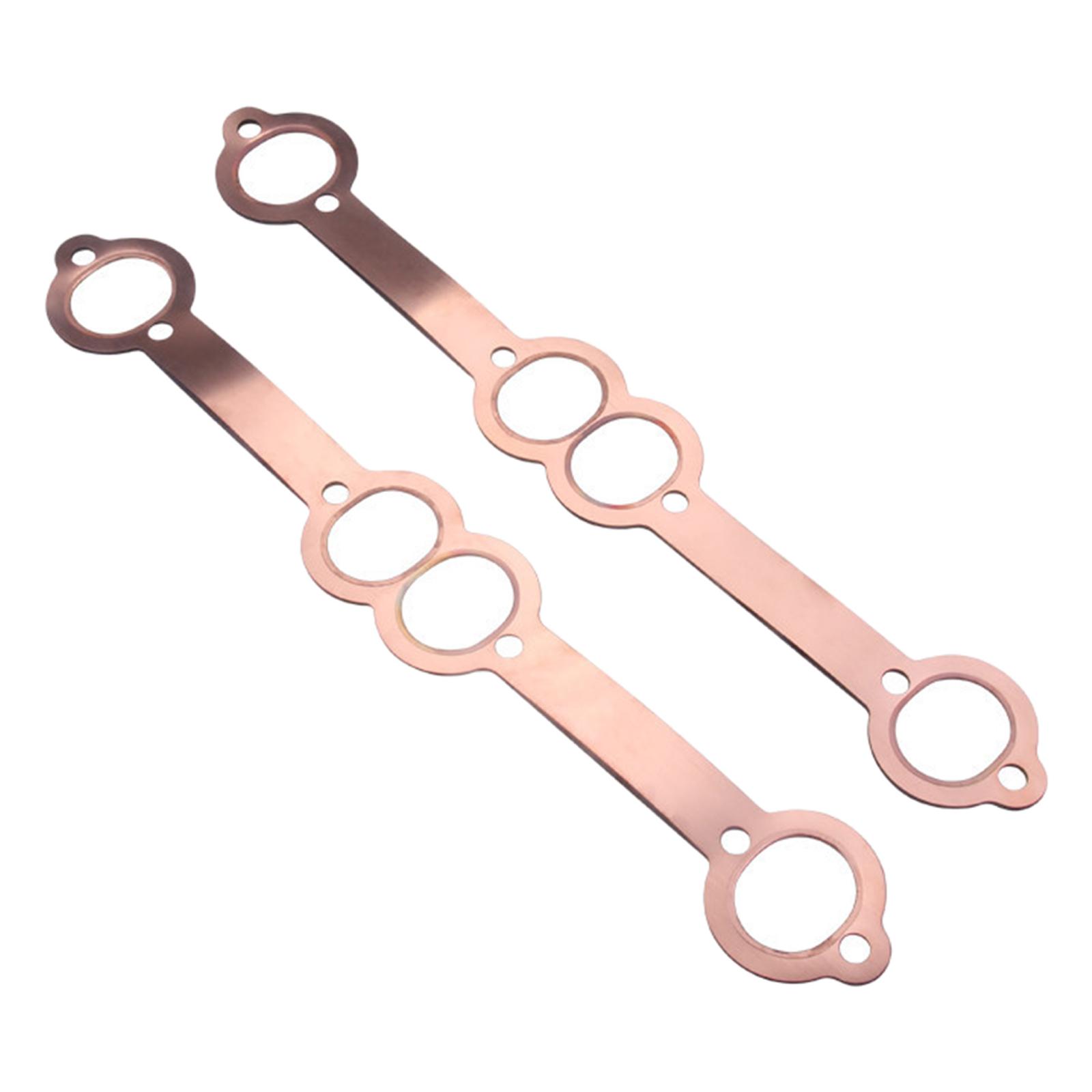 2 Pieces Vehicle Copper Header Exhaust Gaskets Reusable Oval Port, 1.8