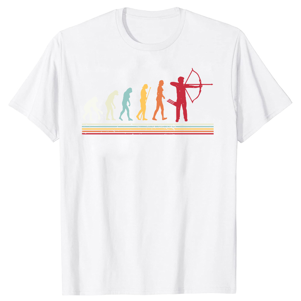 Tricou de vară cu arcul Evolution amuzant, vânătoare cu arc, săgeți, arcaș grafic, bumbac streetwear, cadouri de ziua de naștere, tricou_voghion.com