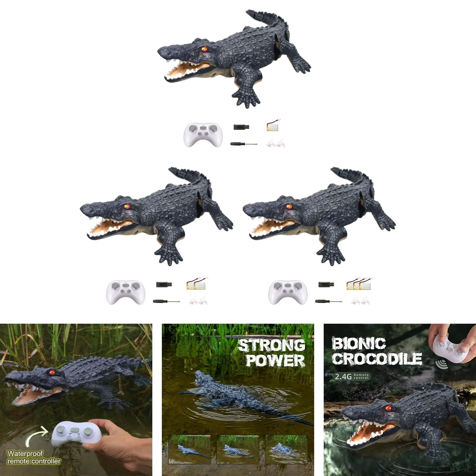 RC Swim Alligator Trick Toy Simulation RC Crocodile Electronic RC Alligator for
